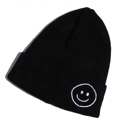 

Hat female smiling face cute ladies knit hat autumn&winter Korean version of Joker new wool hat Korea earmuff head cap