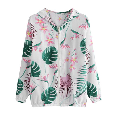 

Toponeto Womens Retro Floral Printing Zipper Up Bomber Jacket Casual Coat Outwear