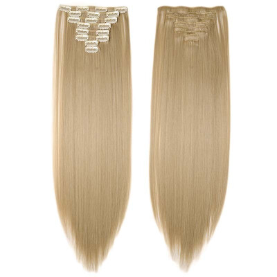 

Full Head Clip Synthetic in Hair Extensions 8 Piece 18 Clips Hairpiece Long Wave Curly Straight for Women