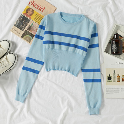 

Autumn women knitted sweaters korean style ladies short pullover long sleeve fall clothes jumper