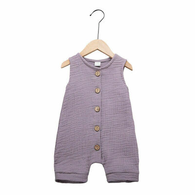 

Newborn Baby Boy Girl Sleeveless Solid Cotton Romper Jumpsuit Infant Outfits