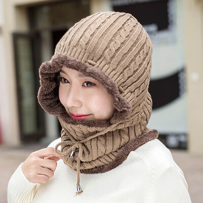 

Winter Men Women Warm Ski Beanie Cap Knit Wool Thick Snow Hat Skull Scarf Balaclava 2 In 1