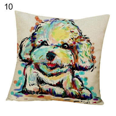 

45x45cm Cute Dog Print Throw Pillow Case Linen Cushion Cover Home Decoration