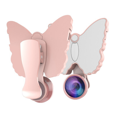 

RK29 Led Selfie Flash Light Beauty Fill Light Cute Butterfly Shape With Fisheye Wide Angle Macro Lens ColdWarm Lights For Phone