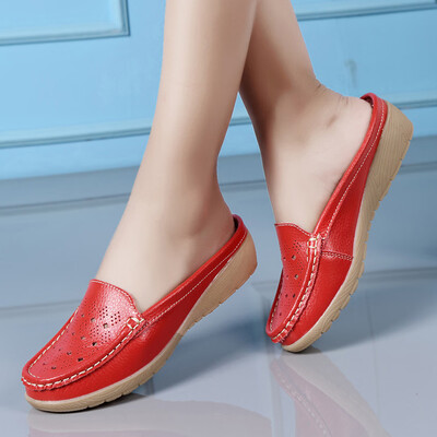 

Rose Women Casual Wedges Soft Bottom Outdoor Slip On Half slipper Peas Boat Shoes