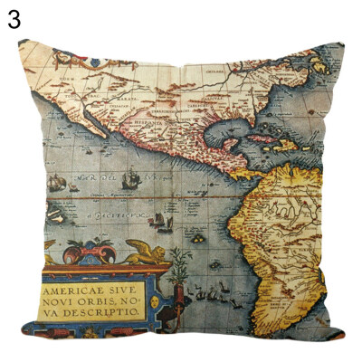 

45x45cm Geography Map Throw Pillow Case Cushion Cover Sofa Bed Office Home Decor