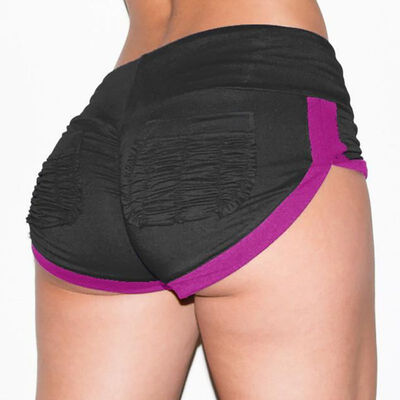 

Womens Sports Contrast Hip Shorts Gym Workout Belt Contrast Color Pocket Running Three Womens Shorts