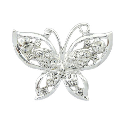 

Women Accessories Silver Chain Collar Brooch Pin Crystal Butterfly Brooch