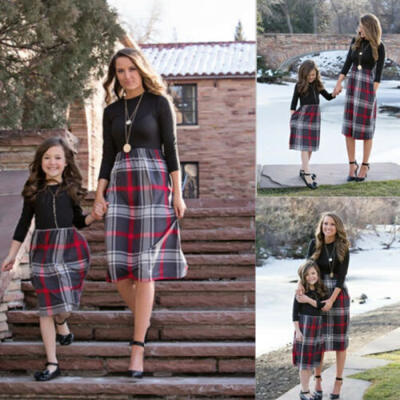 

Family Matching Outfit Mother&Daughter Clothes Dress Baby Girl Plaid dress