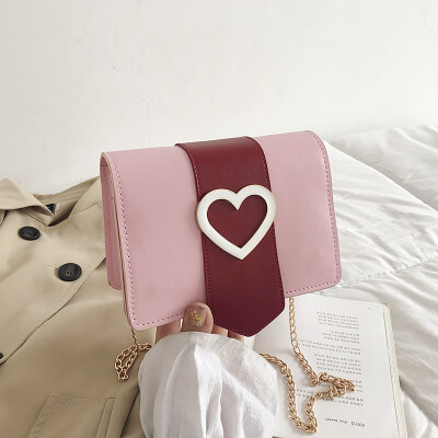 

2019 new color belt leather heart Messenger bag small fairy chic fashion wild temperament chain shoulder bag