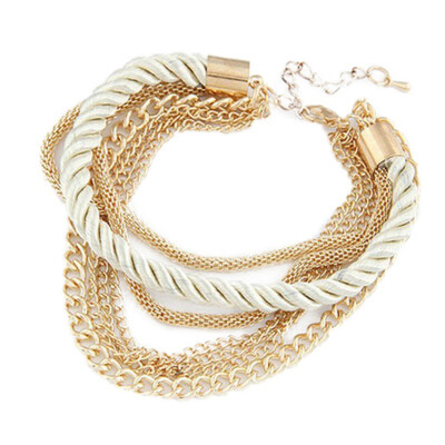 

Women New Special Design Easy Bracelets 6 Colors Girls Trendy Jewelry Multi-layer Woven Alloy Metal Jewelry Bracelet