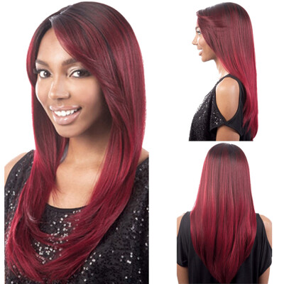 

〖Follure〗Black Women Full Black Red Synthetisch Hiar Wig Costume Straight Wigs