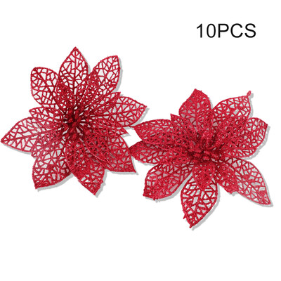 

Plastic Glitter Artificial Flowers Christmas Tree Decor Ornament Hollow Flowers