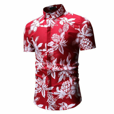 

Summer Mens Hawaiian Print Shirt Men Floral Short Sleeve Shirts Tops Tee Holiday