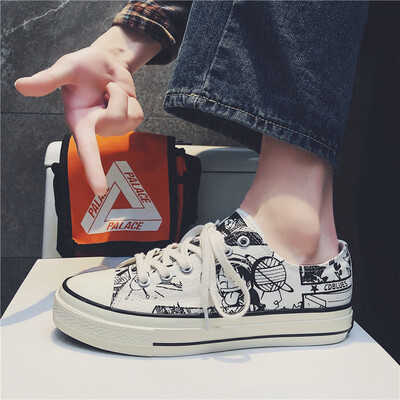 

High bank canvas shoes mens Korean version of the trend of the king of thieves joint board shoes mens casual shoes 100 summer me