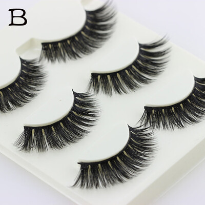 

〖Follure〗3 Pairs Thick Long Cross Party False Eyelashes Black Band Fake Eye Lashes