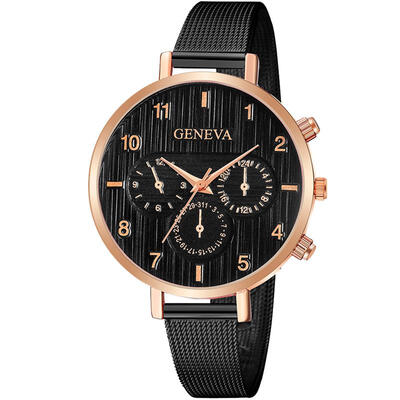 

GENEVA Female Watch Cool Girl Metal Mesh Band Stainless Steel Quartz Writwatch Sport Business Luxury Watches Relogio Feminino