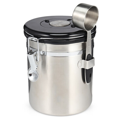 

Coffee Beans Sealed Can with Exhaust Valve Stainless Steel Tea Canister