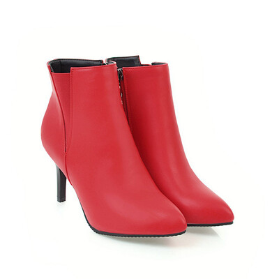 

IDIFU Womens Sexy Pointed Toe Booties Elastic Stiletto High Heels Side Zipper Ankle Boots