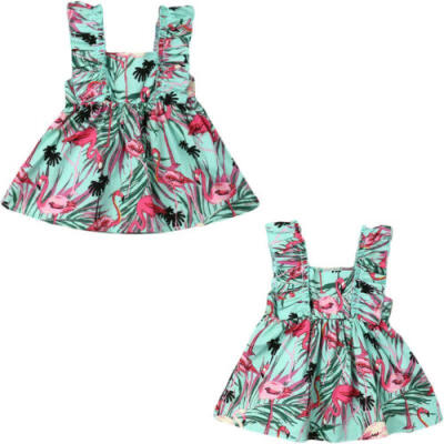 

US Infant Baby Kids Girls Dress Flamingo Party Dresses Summer Casual Sundress