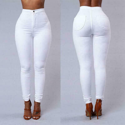 

Pencil Pants Womens Fashion Stretch Skinny Pants High Waist Solid Long Trousers