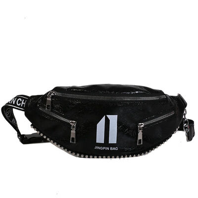 

2018 New Style Fashion Zipper Women Waist Bag Fanny PU leather Shoulder Chest Bum Travel Punk Waist Packs