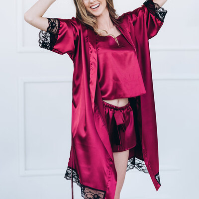 

Women Lady Sexy Home Tie Up Robe Lace Trim Nightdress Dress Sleepwear Plus Size