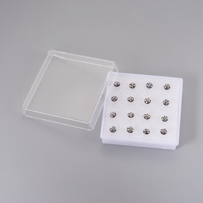 

Rhinestone Stud Earrings with Ear Nuts Plastic Findings Half Round Crystal 5x2mm Pin 1mm 8pairsbox