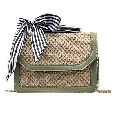 

Straw PU Handbags Women Summer Casual Rattan Ribbon Shoulder Crossbody Bag