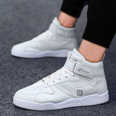 

Mens shoes casual high-top canvas board shoes Korean version of autumn white teenager trendy shoes