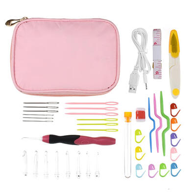 

9pcs Portable Travel Sewing Yarn Knit Kit Crochet Hooks Storage Bag Tools