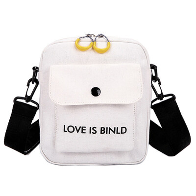 

Letter Print Casual Womens Canvas Crossbody Shoulder Bag Small Square Pouch
