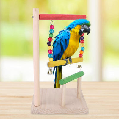 

Greensen Wooden Parrot Gnaw Toy Bird Hamsters Springboard Platform Swing Rack Station Ladder