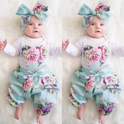 

Newborn Kid Baby Girl Floral Clothes Jumpsuit Romper Bodysuit Pants Outfit Set