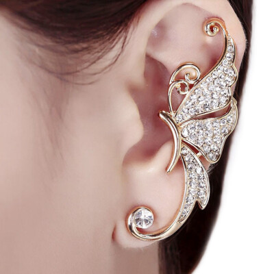 

new fashion hot sale Cute Rhinestone Crystal Butterfly Ear Cuff Clip Cartilage Ear Cuff Earring