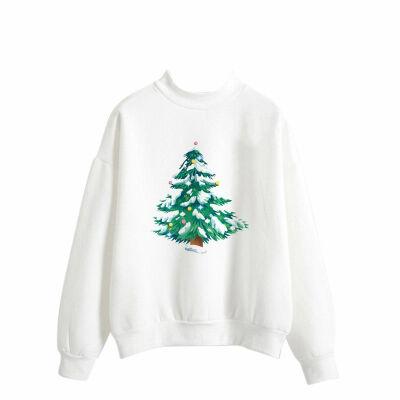 

Autumn New Fashion Christmas Print High Collar Long-sleeved Sweater Casual Loose Sweatshirt