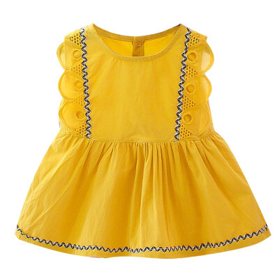 

Casual Summer Baby Girl Dress Cotton Solid Color Dresses 0-24M Toddler Baby Girl Clothes