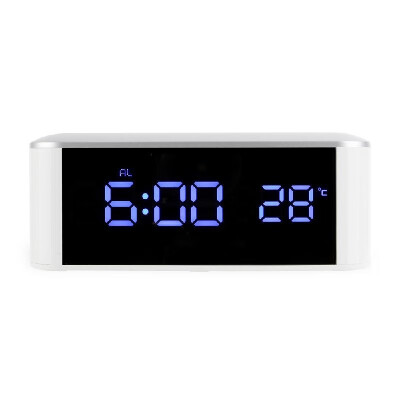 

Home LED Electronic Clock Mirror Clock Home Thermometer Alarm with USB Cable