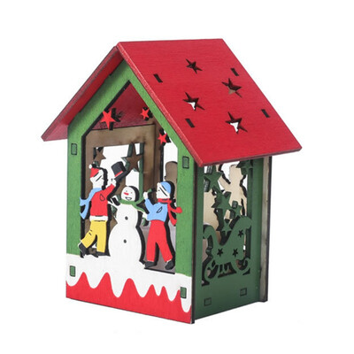 

Festival Glowing Small Wooden House Christmas Tree Decorations For Home Hanging Ornaments Holiday Nice Xmas Gift Wedding