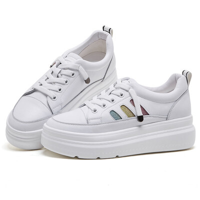 

Simple&comfortable leather heavy sole womens leisure shoes fashionable small white cowhide shoes