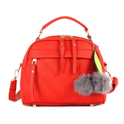 

Solid Color Leaf Hair Ball Pendant Shoulder Handbags Women Crossbody Bags