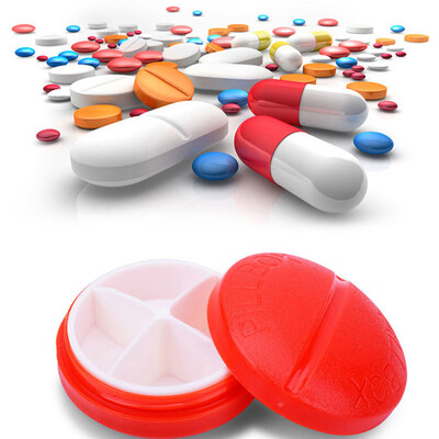 

〖Follure〗4-Day Round Medicine Pill Vitamin Box Case Storage Dispenser Organizer Holder