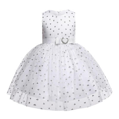 

Elegant Heart Pattern Bowknot Kids Tutu Dress Girl Summer Princess Dresses