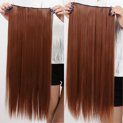 

Synthetic Fiber Clips in on Hair Extension 34 Full Head One Piece 5 Clips Long Silky Straight Curly Wavy