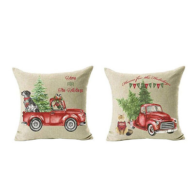 

Tailored 2PC Christmas Cotton Line Sofa Car Home Waist Cushion Cover Throw Pillow Case