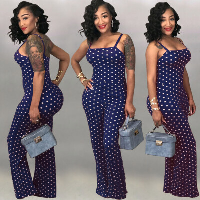 

Starmoon Fashion Women Casual Off Shoulder Camis Jumpsuit Polka Dot Printed Playsuit