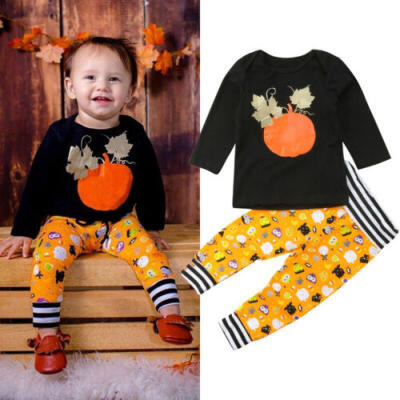 

My 1st Halloween Newborn Baby Boy Pumpkin T-shirt Pants Outfit Clothes Tracksuit