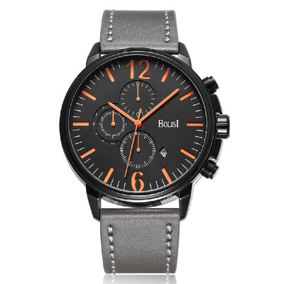 

Bolisi Fashion Casual Quartz Watch 3ATM Water-resistant Men Watch Genuine Leather Wristwatch Male Relogio Musculino Calendar Timer