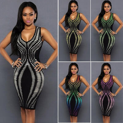 

Sexy Women Dress Bandage Cocktail Sleeveless Bodycon Evening Party Dresses New