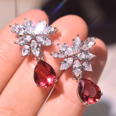 

Luxury Wedding Party Women Marquise Cut Teardrop Cubic Zirconia Stud Earrings